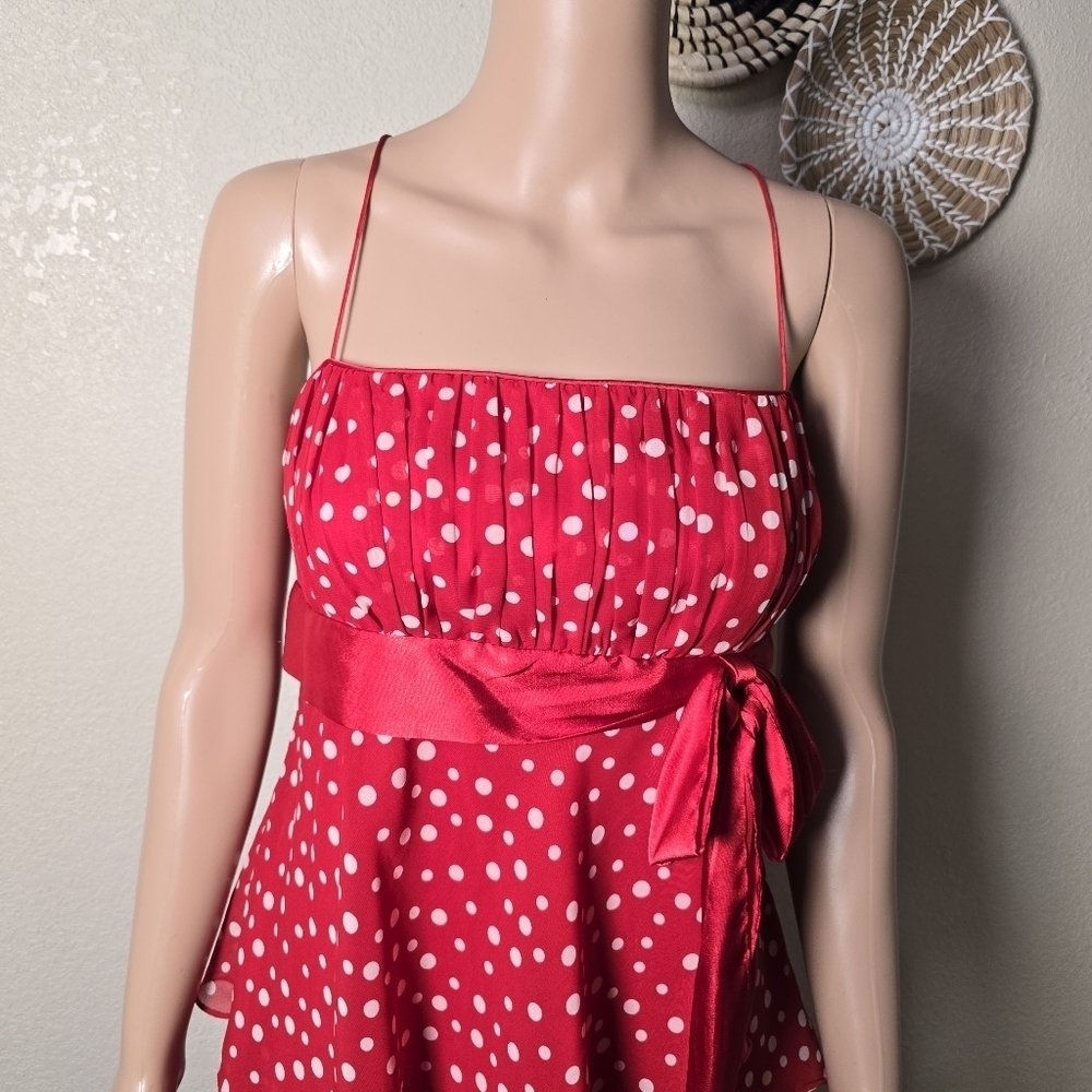 Liz Claiborne Red Polka Dot Tiered Dress Size 12 - Picture 10 of 16